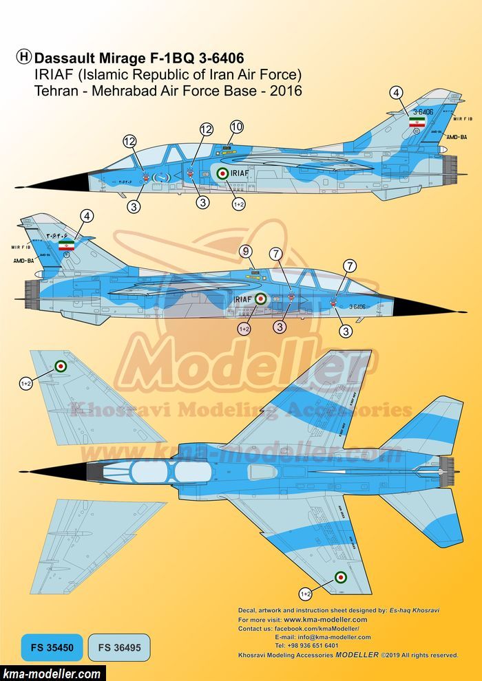 MIRAGE F1 IRAK Dassault Aviation F1EQ Irakische Luftwaffe IQAF Sticker Aufkleber 